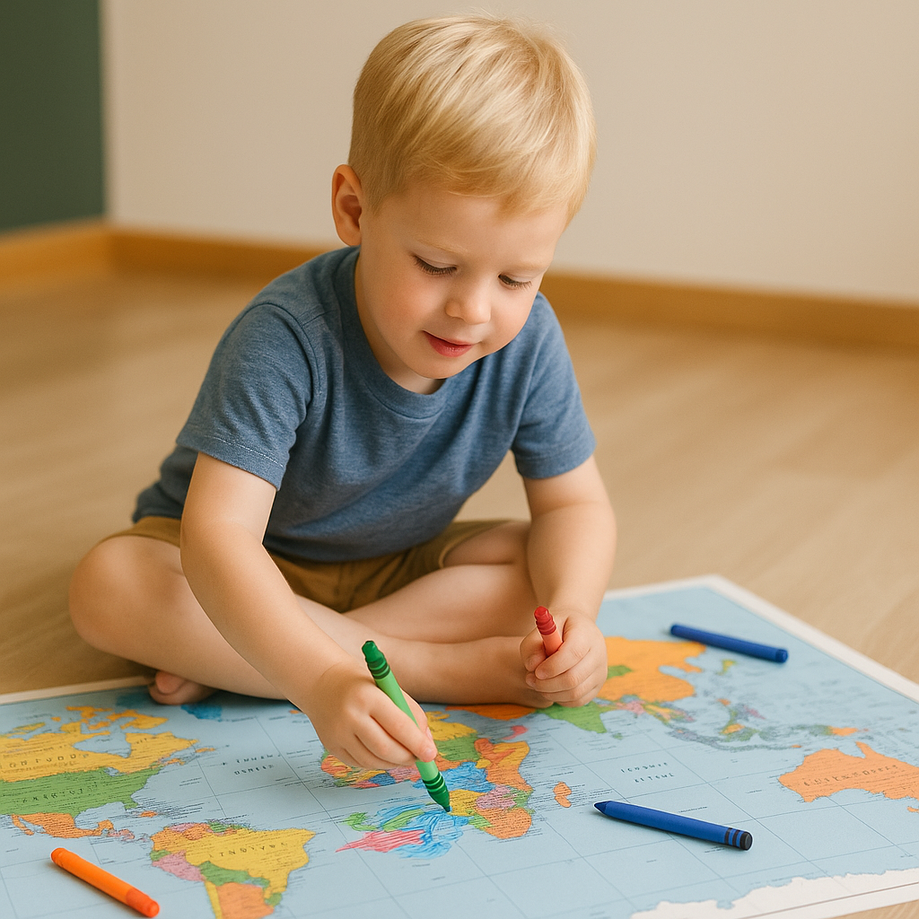 Nick as a kid redrawing maps